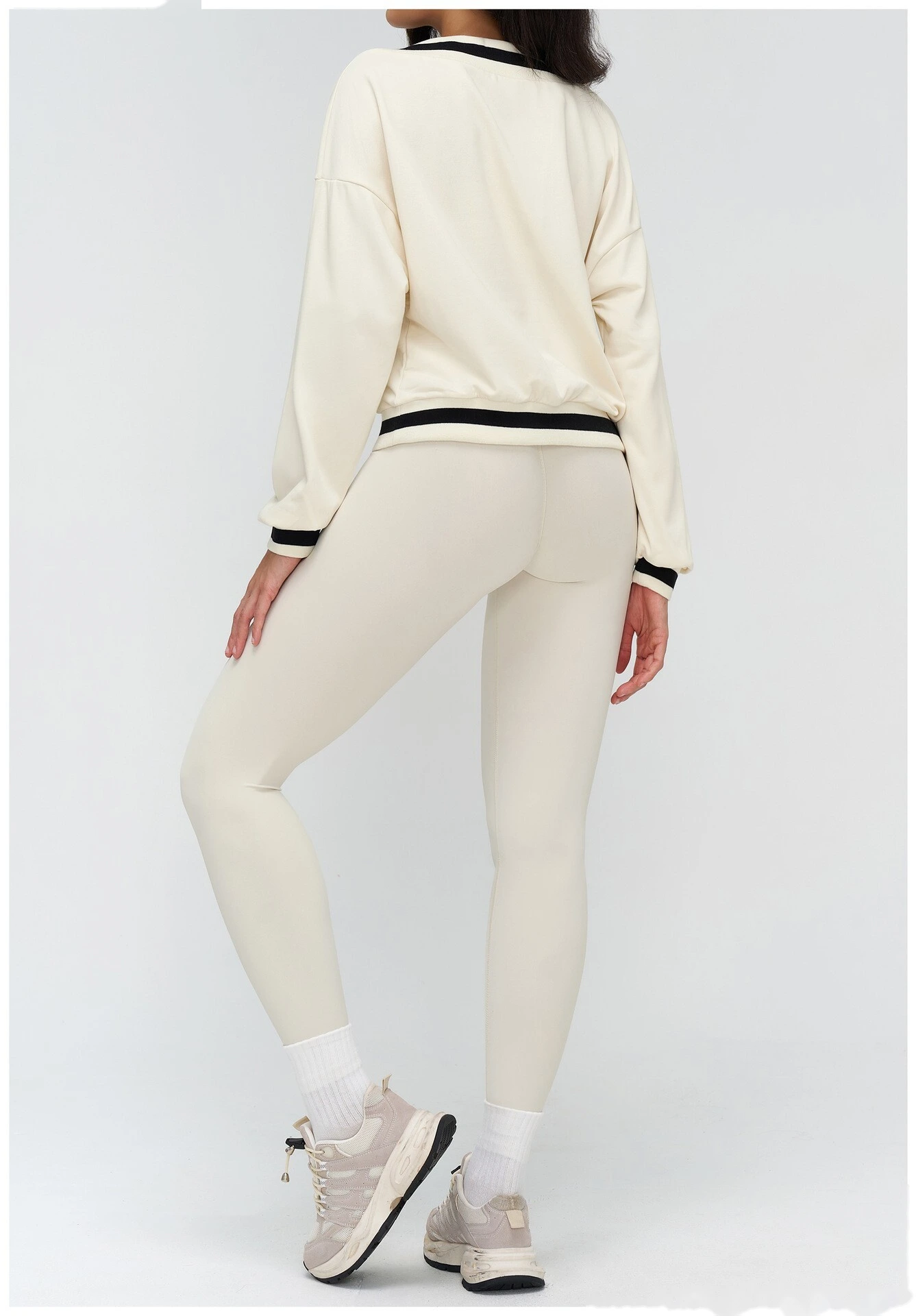Bulk Custom V-Neck Casual Hoodie - Color Block Loose Fit Outdoor Sports Running Sweatshirt detail