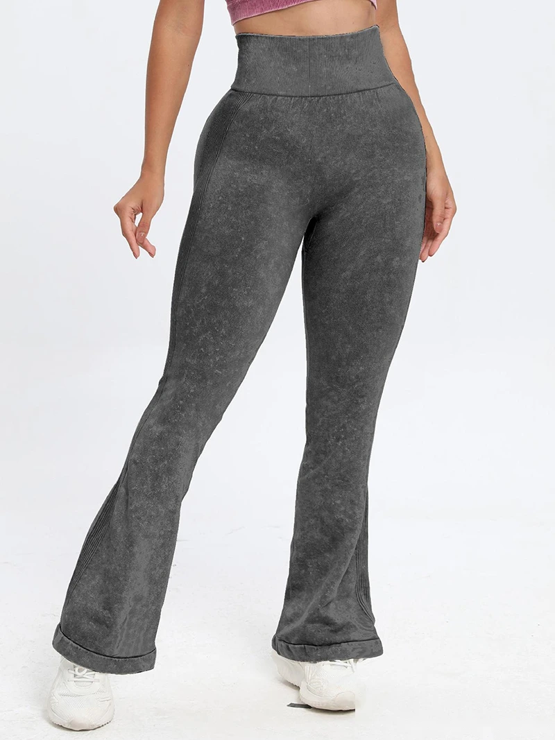 Custom sports scrub tight yoga pants running high waist trumpet fitness pants detail