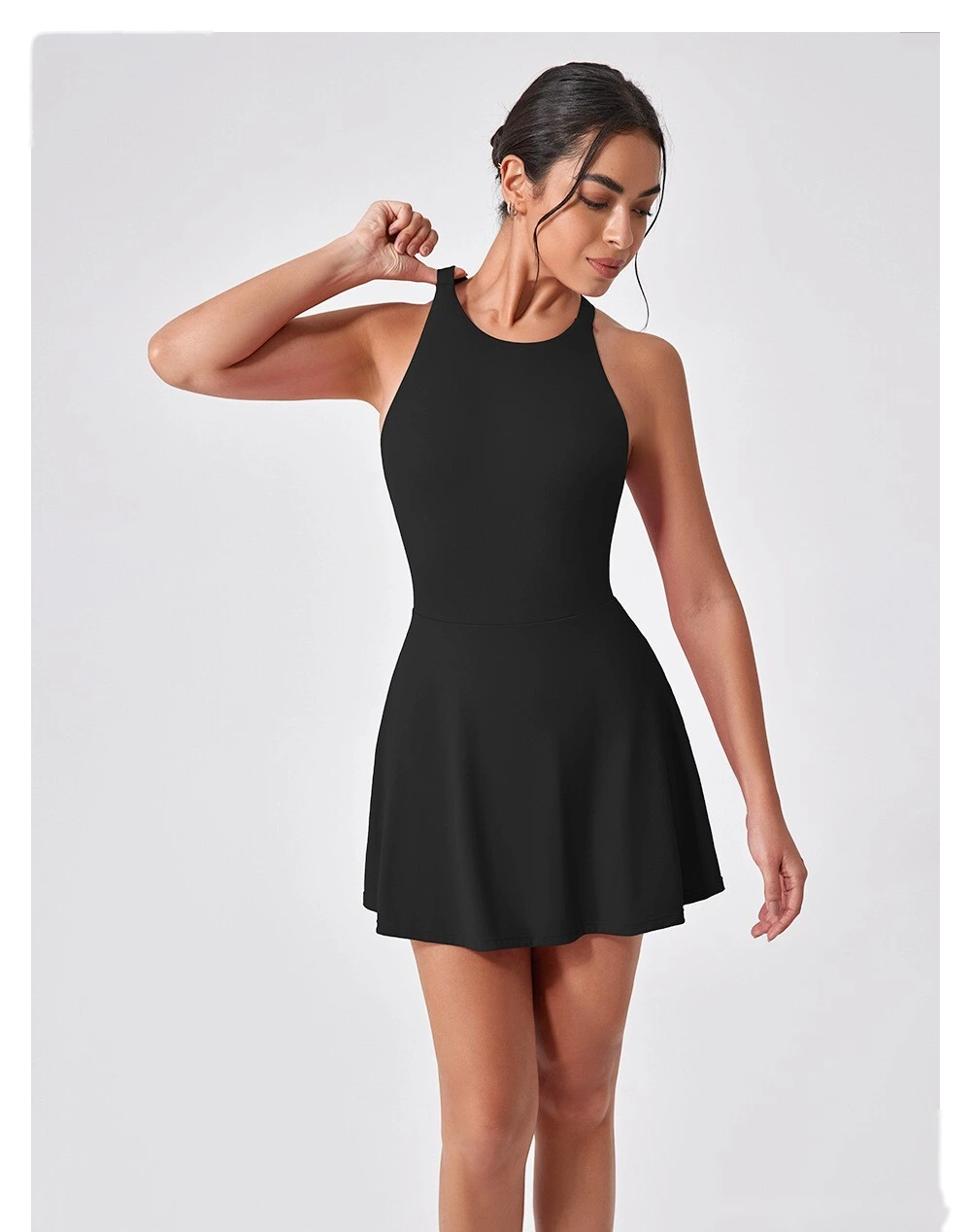 Sports dress is slim, light-proof and quick-drying feather tennis skirt, beautiful back fitness one-piece yoga suit detail