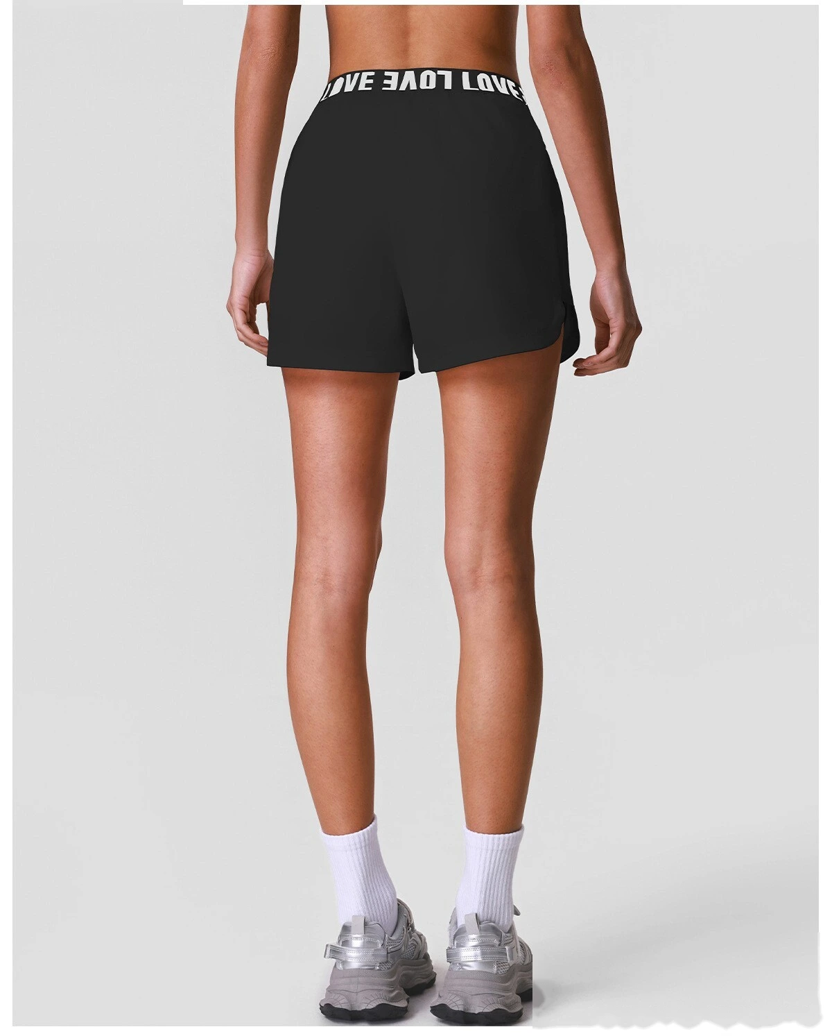 Summer Quick Dry Sports Shorts, Letter Webbing Elastic Lined Workout Yoga Shorts With Pocket detail