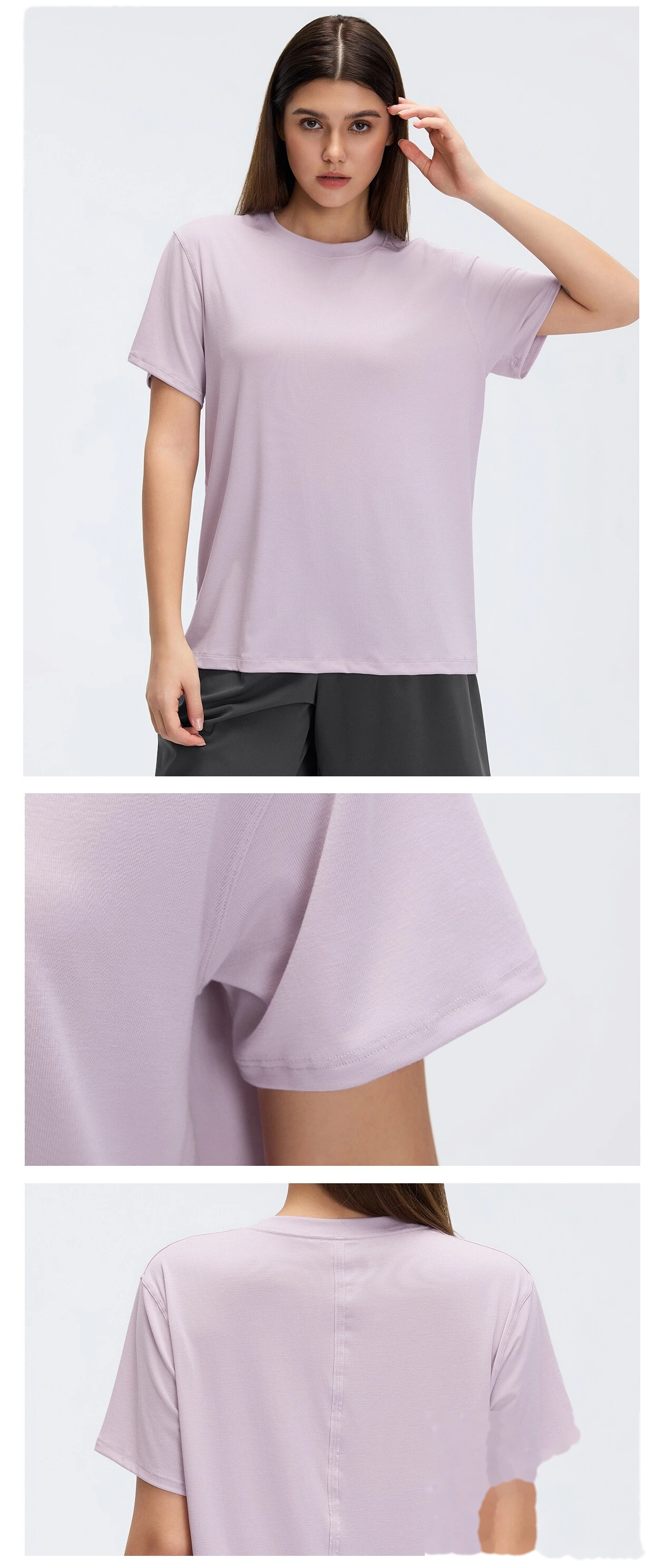 Custom Loose Short‑Sleeve Yoga & Fitness T‑Shirt for Women, Factory Direct Sales, Support Custom OEM/ODM detail
