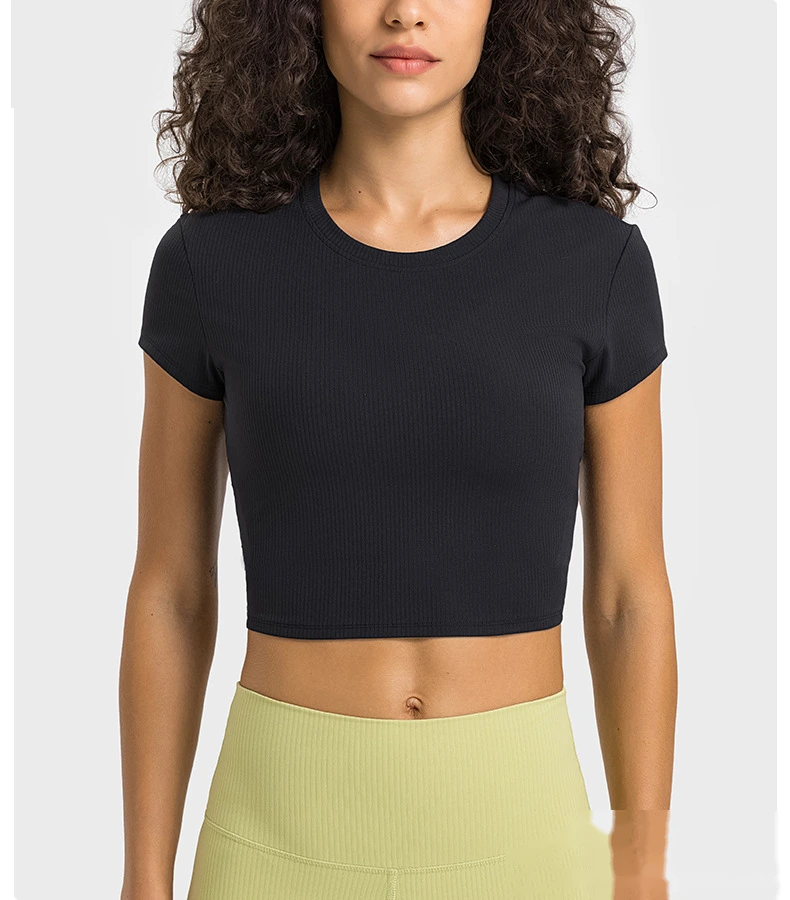Quality Custom sports shirt sexy navel short yoga short sleeve T-shirt Manufacturer detail