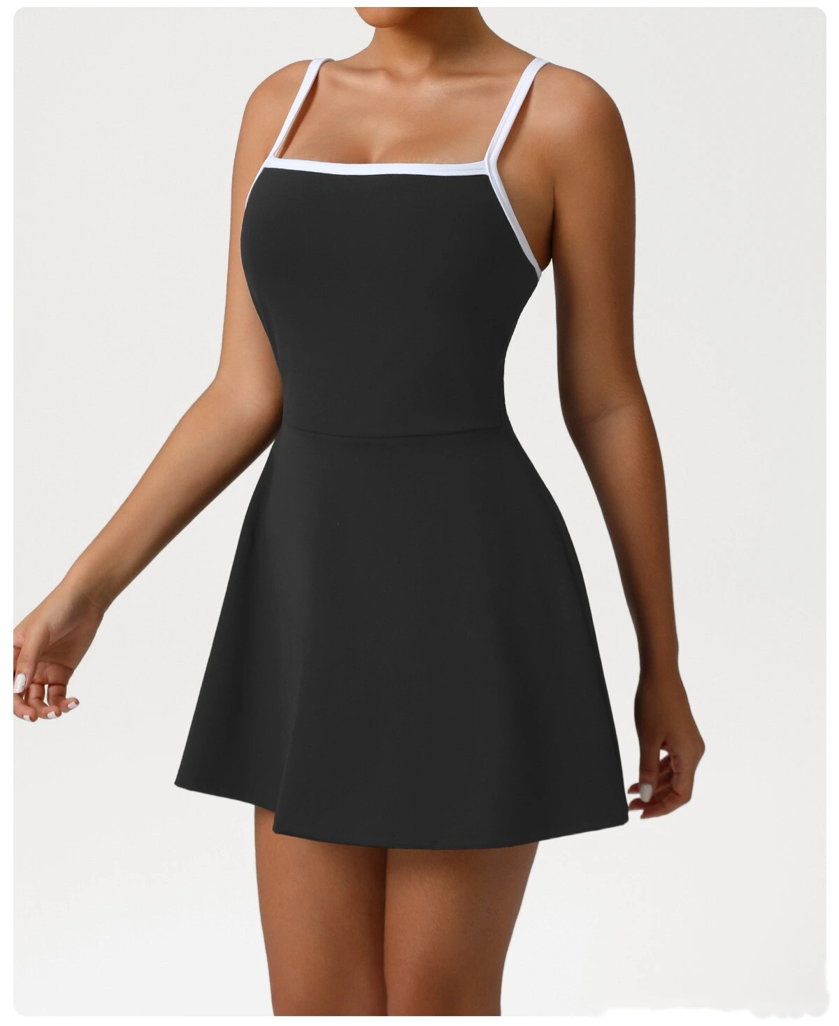 Customize the new sports style suspender dress tennis skirt waist slimming anti-exposure skirt with chest pad. detail