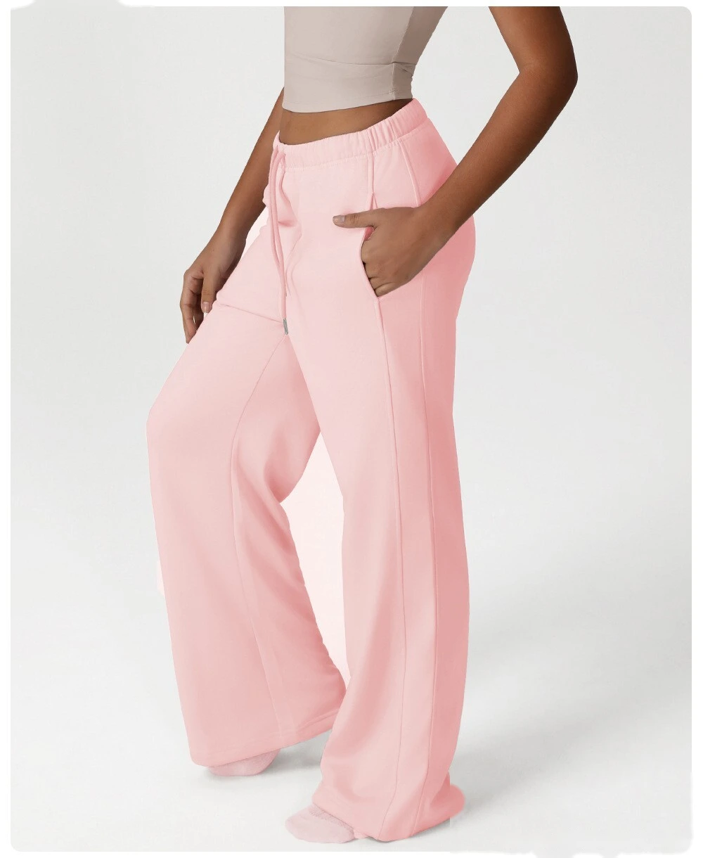 Custom leisure sweatpants loose pocket straight wide-leg pants dance training yoga pants running fitness pants detail