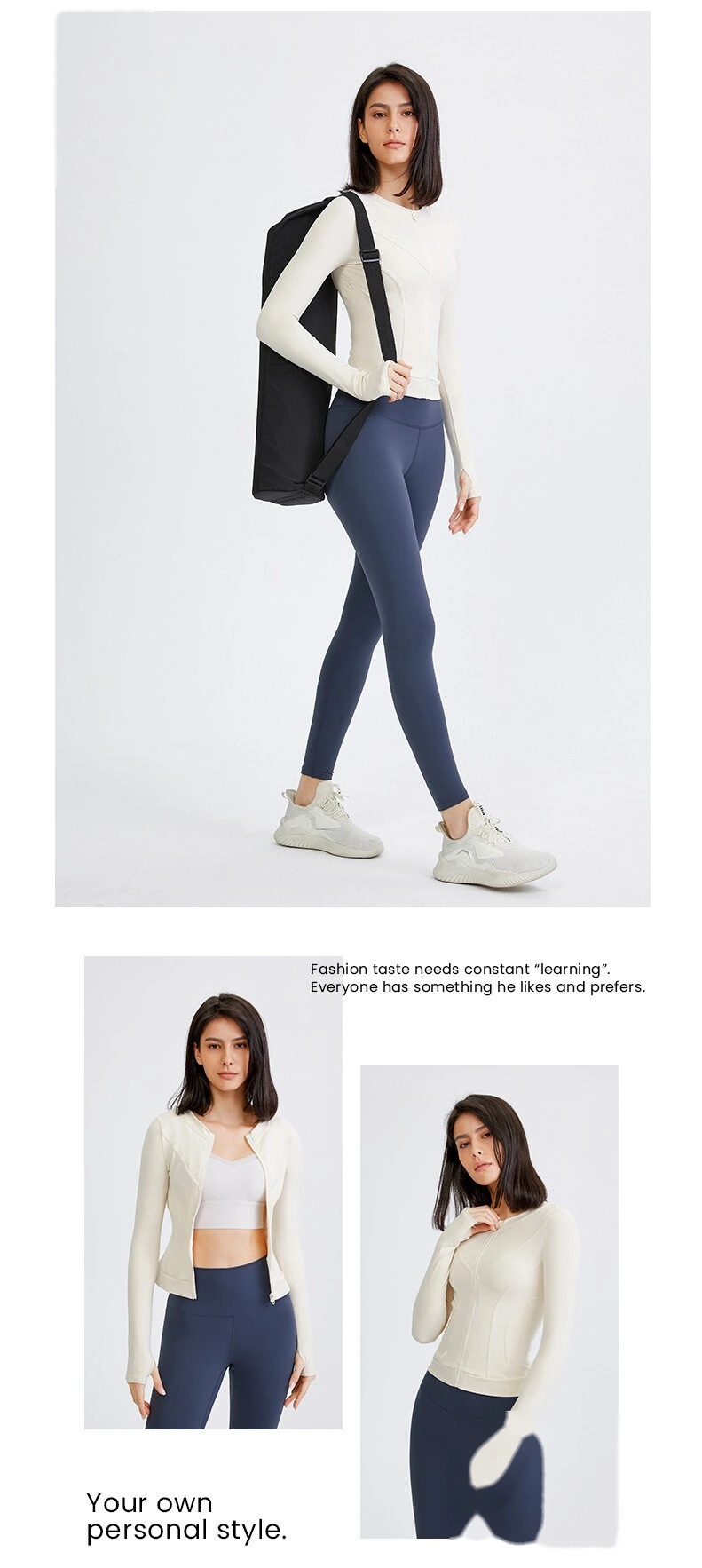 Custom-made sports coat female slim tight elastic yoga clothes top long sleeve running training fitness clothes detail