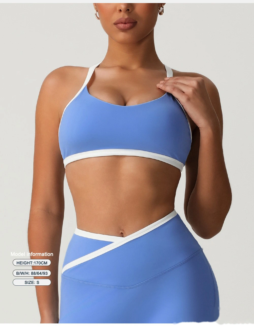 Customized contrast stitching beauty back bra yoga clothes quick-drying sports bra running fitness vest female detail