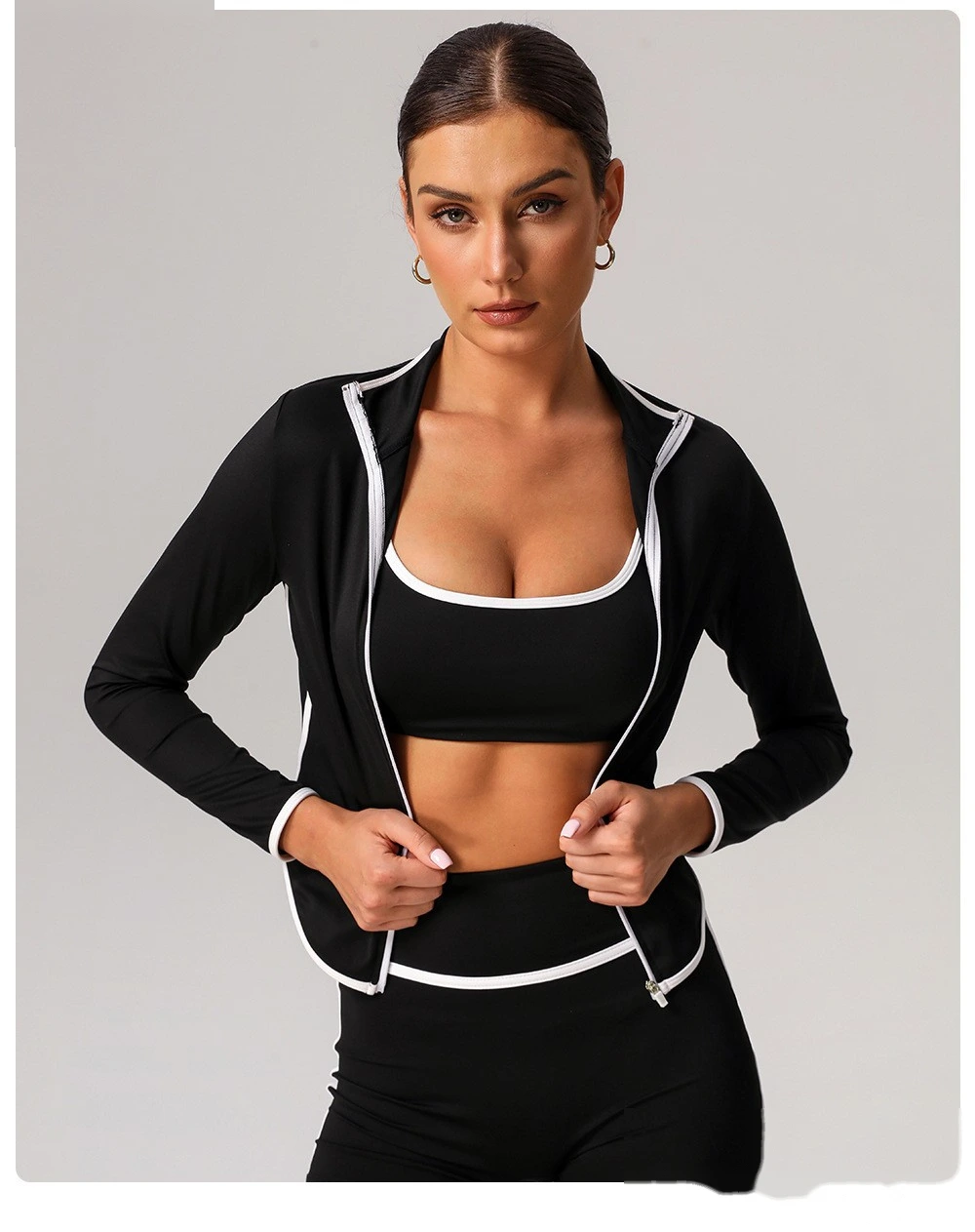 Custom contrast ribbon sports bra padded yoga bra outdoor running fitness detail