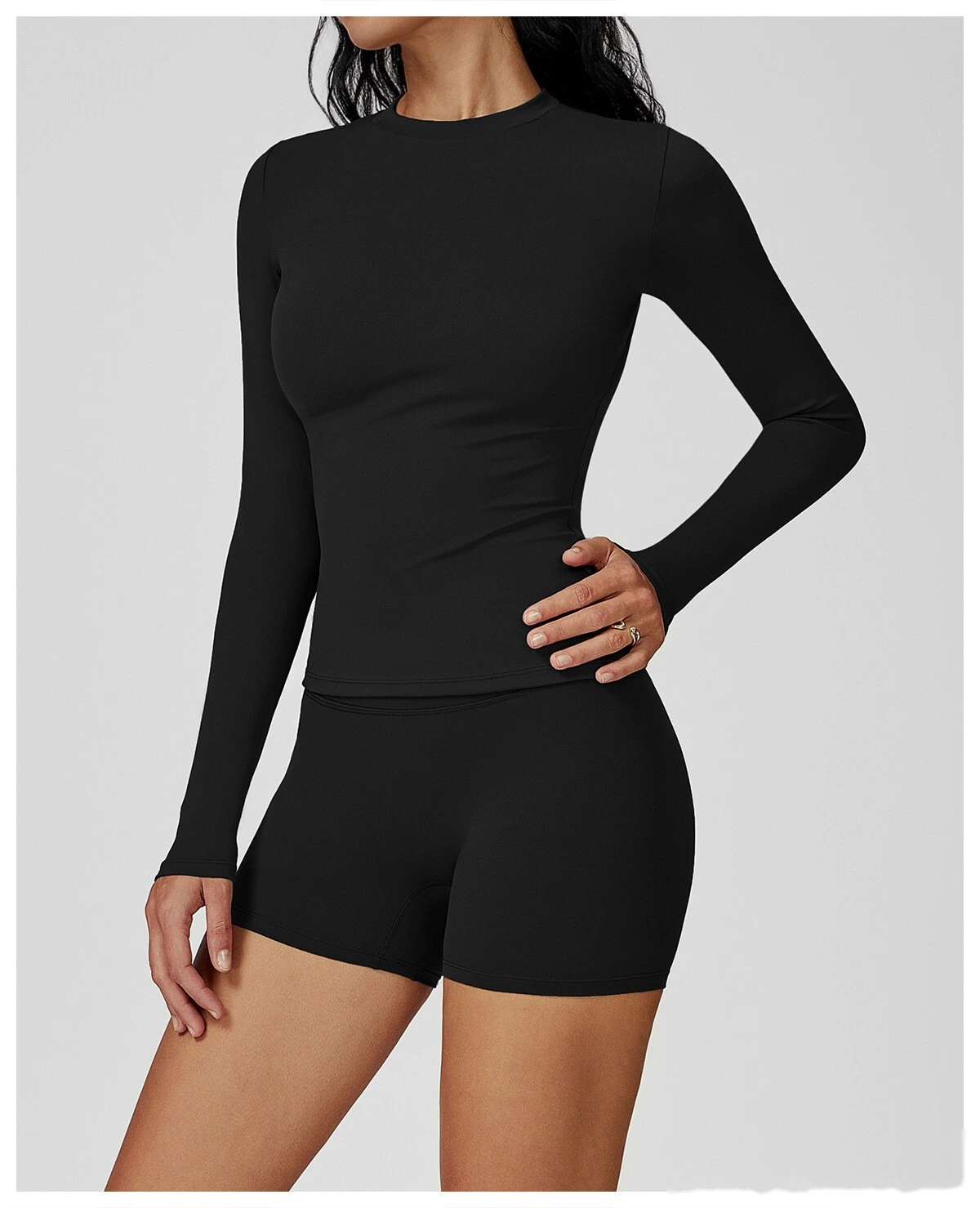 Custom-made women's fashion comfortable high-elastic yoga fitness tight T-shirt detail