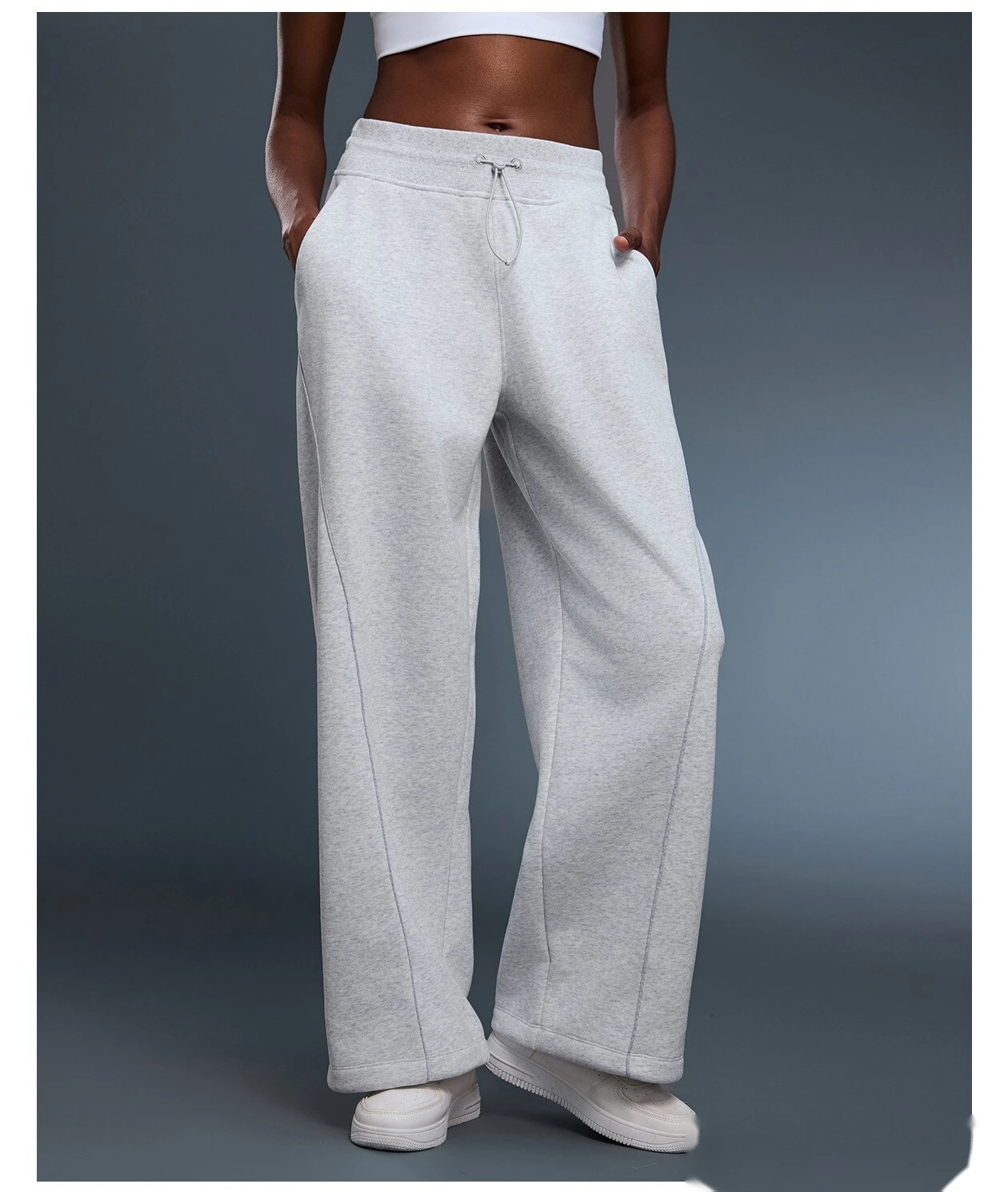 Customized autumn and winter cashmere casual pants women's warm leg-binding sweatpants loose sports pants - allni detail