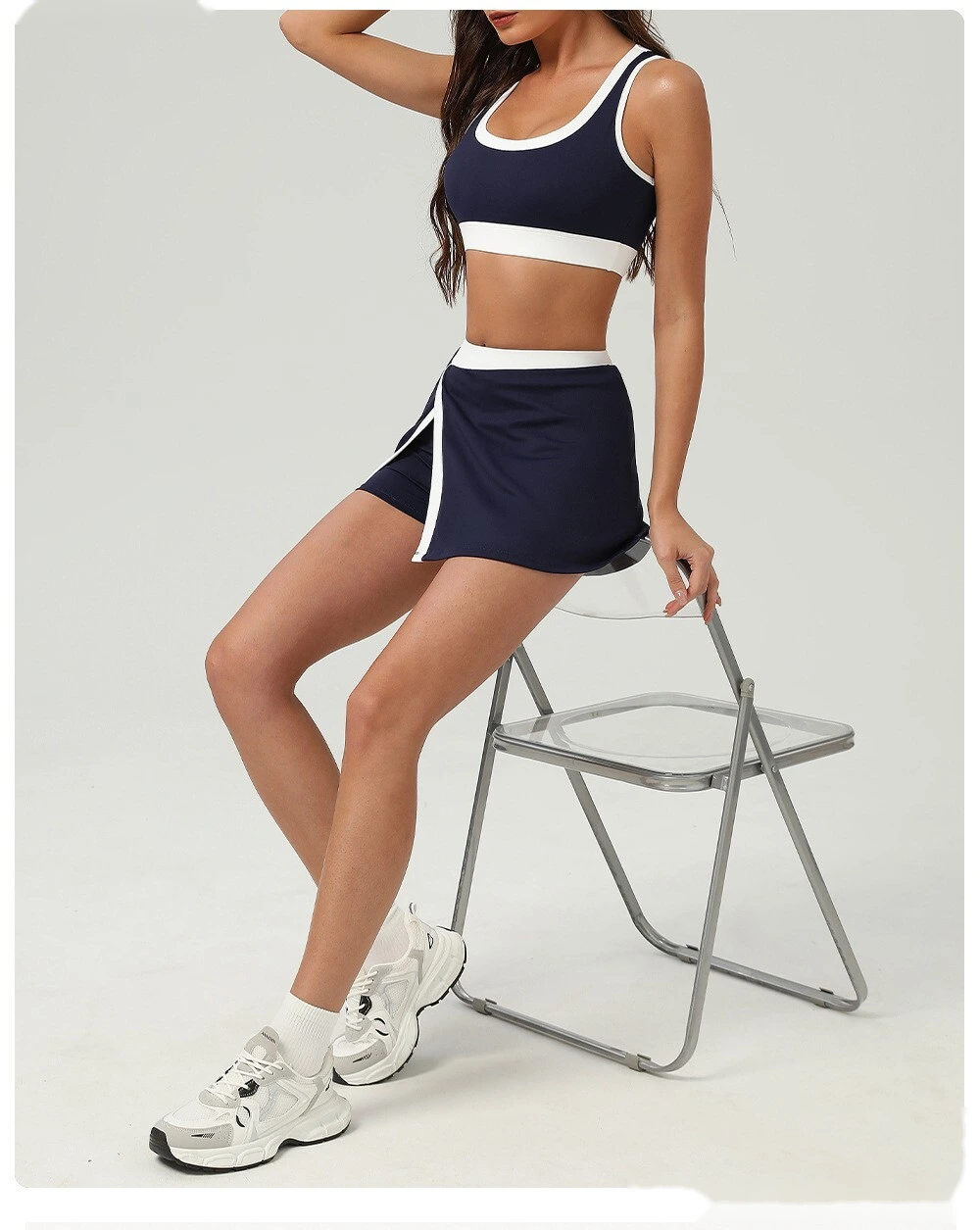 Color matching sports bra quick-drying shockproof yoga vest bra detachable chest pad fitness suit detail