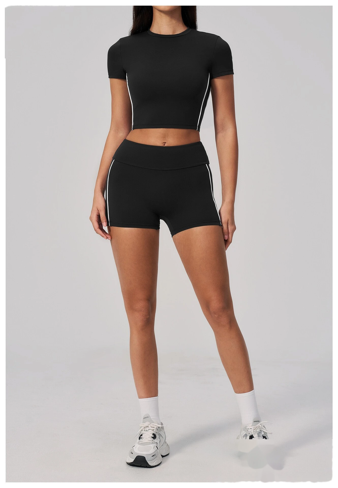 Custom Women Short Sleeve Yoga Top, Summer Cropped Tight Fitness T-shirt Quick Dry Sports Workout Tee detail
