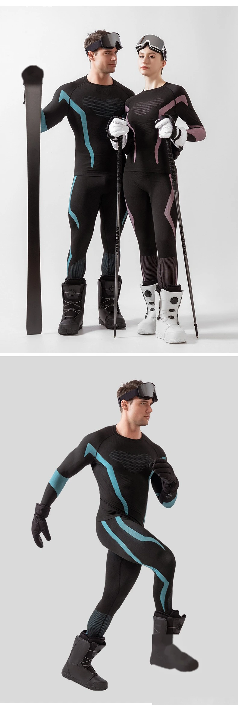 Custom ski thermal underwear for men and women bottoming tights riding outdoor sports tights set. detail