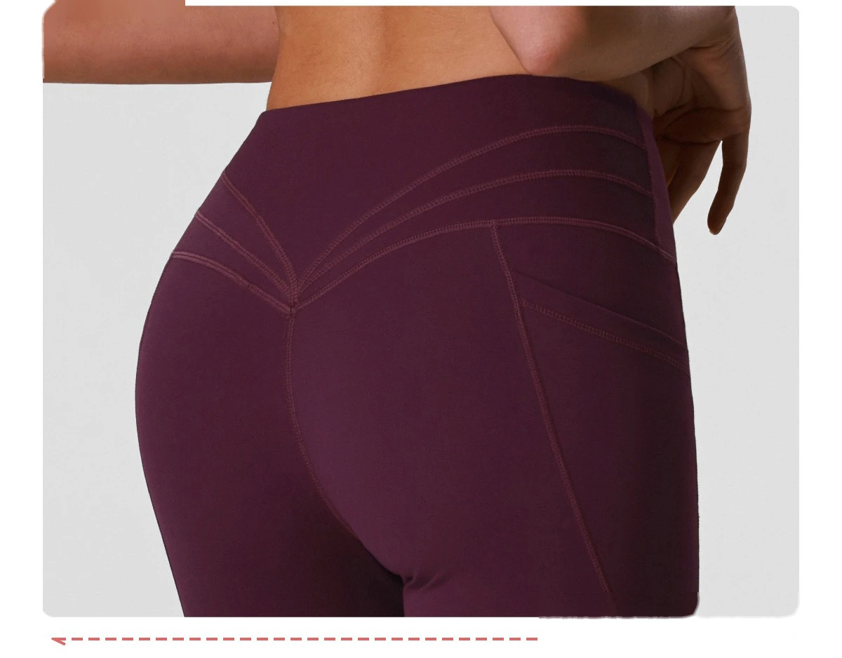 Women’s High Stretch Yoga Pants Butt Lifting Tummy Control with Side Pockets Quick Dry Fitness Sports Leggings detail