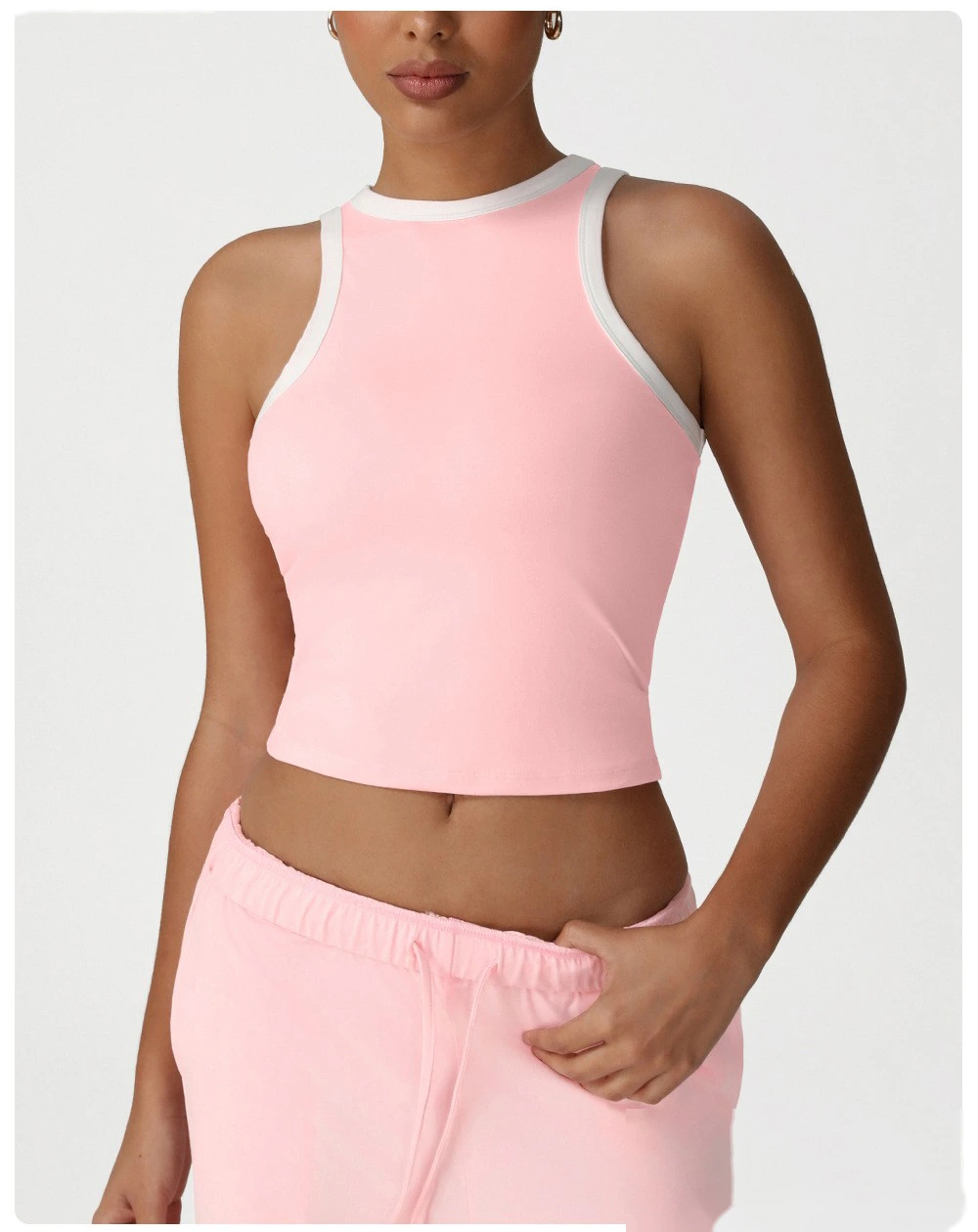 Customized high elastic slim vest running underwear new fashion contrast top fitness sports vest detail