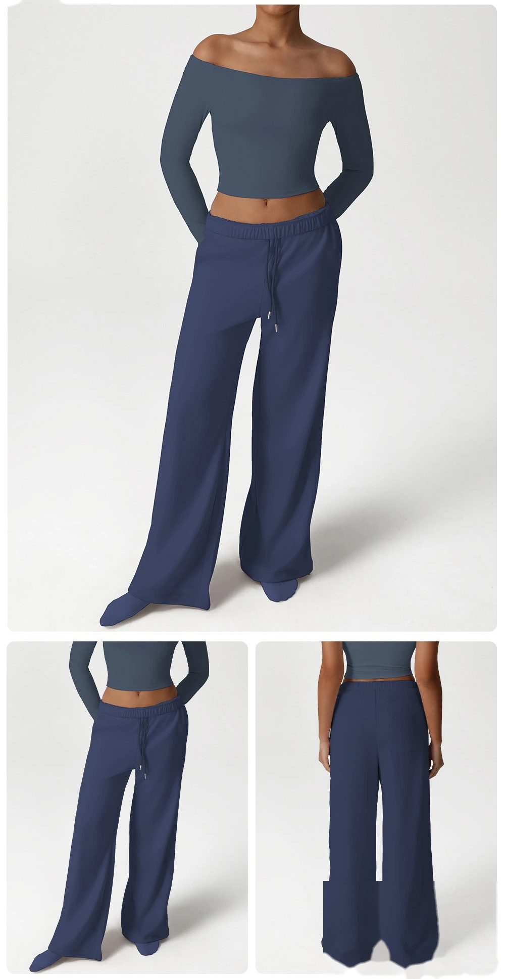 Custom leisure sweatpants loose pocket straight wide-leg pants dance training yoga pants running fitness pants detail