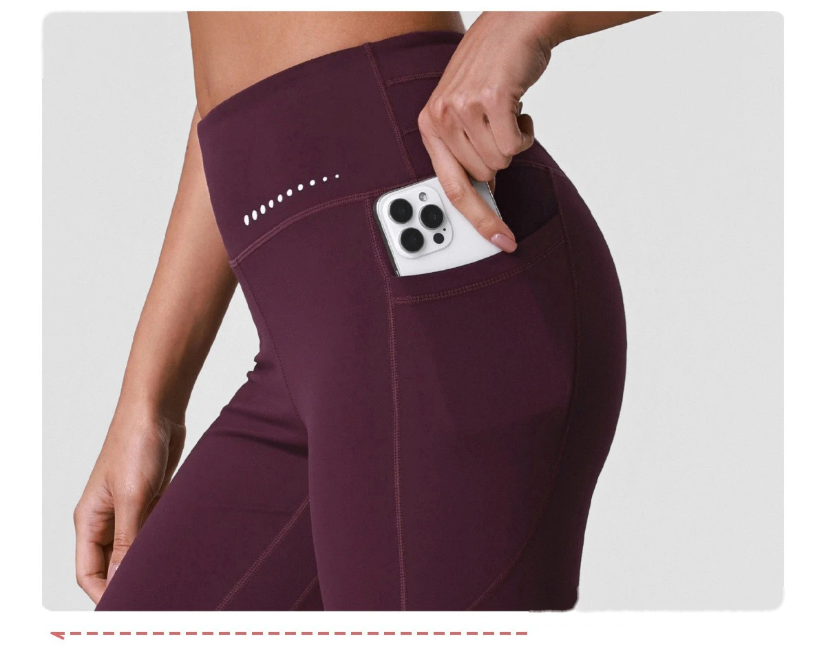 Women’s High Stretch Yoga Pants Butt Lifting Tummy Control with Side Pockets Quick Dry Fitness Sports Leggings detail